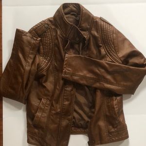 Faux brown leather jacket